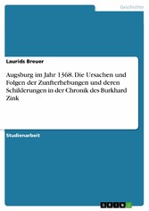 Augsburg im Jahr 1368. Die Ursachen und Folgen der Zunfterhebungen und deren Schilderungen in der Chronik des Burkhard Zink