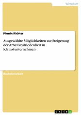 Ausgewählte Möglichkeiten zur Steigerung der Arbeitszufriedenheit in Kleinstunternehmen