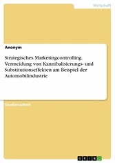 Strategisches Marketingcontrolling. Vermeidung von Kannibalisierungs- und Substitutionseffekten am Beispiel der Automobilindustrie