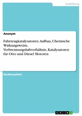 Fahrzeugkatalysatoren. Aufbau, Chemische Wirkungsweise, Verbrennungsluftverhältnis, Katalysatoren für Otto und Diesel Motoren