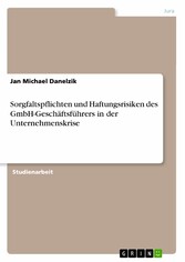 Sorgfaltspflichten und Haftungsrisiken des GmbH-Geschäftsführers in der Unternehmenskrise