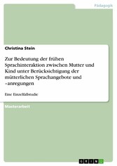 Zur Bedeutung der frühen Sprachinteraktion zwischen Mutter und Kind unter Berücksichtigung der mütterlichen Sprachangebote und -anregungen