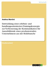 Entwicklung eines erlebnis- und handlungsorientierten Trainingskonzepts zur Verbesserung der Kommunikation für Auszubildende eines produzierenden Unternehmens aus der Holzbranche