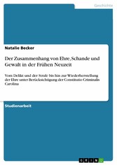 Der Zusammenhang von Ehre, Schande und Gewalt in der Frühen Neuzeit