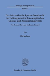 Das internationale Sportverbandsrecht im Geltungsbereich des europäischen Unions- und Assoziierungsrechts.