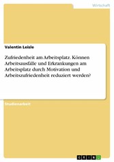 Zufriedenheit am Arbeitsplatz. Können Arbeitsausfälle und Erkrankungen am Arbeitsplatz durch Motivation und Arbeitszufriedenheit reduziert werden?