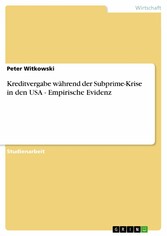 Kreditvergabe während der Subprime-Krise in den USA - Empirische Evidenz