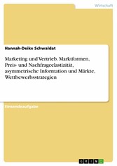 Marketing und Vertrieb. Marktformen, Preis- und Nachfrageelastizität, asymmetrische Information und Märkte, Wettbewerbsstrategien