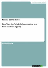 Konflikte im Arbeitsleben. Ansätze zur Konfliktbewältigung