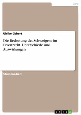 Die Bedeutung des Schweigens im Privatrecht. Unterschiede und Auswirkungen