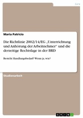 Die Richtlinie 2002/14/EG 'Unterrichtung und Anhörung der Arbeitnehmer' und die derzeitige Rechtslage in der BRD