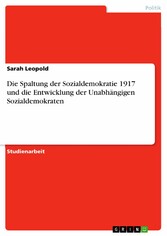 Die Spaltung der Sozialdemokratie 1917 und die Entwicklung der Unabhängigen Sozialdemokraten