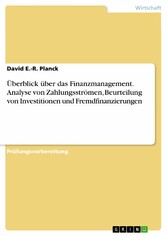 Überblick über das Finanzmanagement. Analyse von Zahlungsströmen, Beurteilung von Investitionen und Fremdfinanzierungen