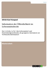 Information der Öffentlichkeit im Lebensmittelrecht