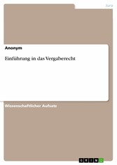 Einführung in das Vergaberecht