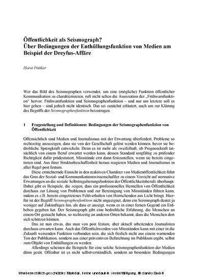 Seismographische Funktion von Öffentlichkeit im Wandel