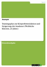 Trainingsplan zur Körperfettreduktion und Steigerung der Ausdauer (Weibliche Klientin, 24 Jahre)