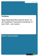 Hugo Maximilian Wesendonck: Rede vor der Frankfurter Nationalversammlung, 19. Juni 1848 - eine Analyse