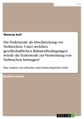 Die Todesstrafe als Abschreckung vor Verbrechen. Unter welchen gesellschaftlichen Rahmenbedingungen würde die Todesstrafe zur Vermeidung von Verbrechen beitragen?