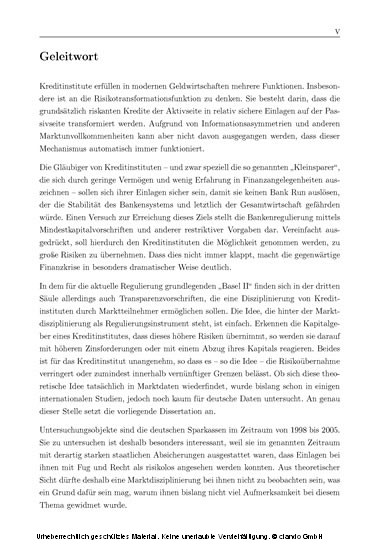 Eine empirische Analyse der Marktdisziplinierung deutscher Sparkassen