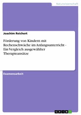 Förderung von Kindern mit Rechenschwäche im Anfangsunterricht - Ein Vergleich ausgewählter Therapieansätze