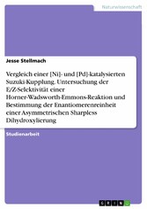 Vergleich einer [Ni]- und [Pd]-katalysierten Suzuki-Kupplung. Untersuchung der E/Z-Selektivität einer  Horner-Wadsworth-Emmons-Reaktion und Bestimmung der Enantiomerenreinheit einer  Asymmetrischen Sharpless Dihydroxylierung