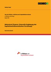 Behavioral Finance: Sinnvolle Ergänzung der kapitalmarkttheoretischen Forschung?