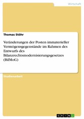 Veränderungen der Posten immaterieller Vermögensgegenstände im Rahmen des Entwurfs des Bilanzrechtsmodernisierungsgesetzes (BilMoG)