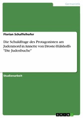 Die Schuldfrage des Protagonisten am Judenmord in Annette von Droste-Hülshoffs 'Die Judenbuche'