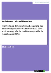 Auswertung der Mitarbeiterbefragung der Firma Oelgemoeller Wurstwaren AG über soziodemografische und firmenspezifische Angaben mit SPSS