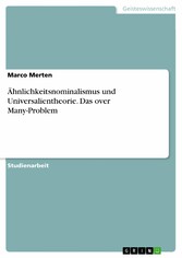 Ähnlichkeitsnominalismus und Universalientheorie. Das over Many-Problem